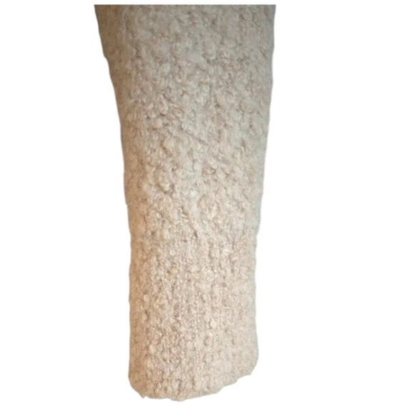 ZARA Fuzy Sweater Women's Medium Camel Multi Textured Pockets Mohair Wool - Picture 6 of 9